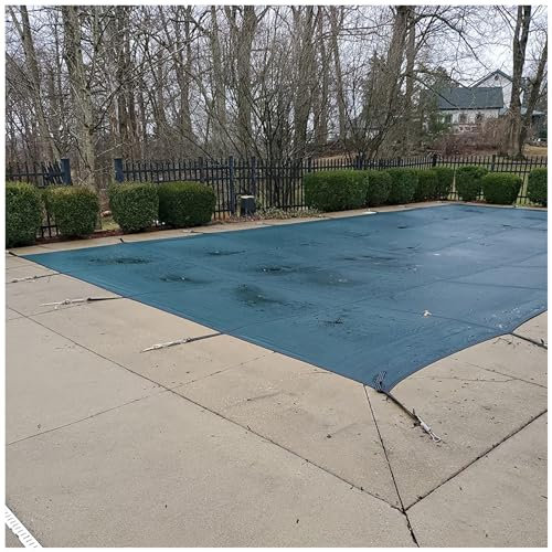 LXLZYXSF Abdeckplane Pool Winter Unterflur-Poolabdeckung Mit Ankern & Federn, Rechteckige Mesh-Pooldeckel Für Staub- Und Blattschutz, Holz-/Betonboden Montiert (Color : Green, Size : 2mx4m(6ftx13ft))