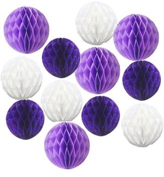 12 x Party-Wabenbälle, Dekorationen, 7,6 cm, 15,2 cm, 20,3 cm, Wabenblumen, Pompons, Blumenbälle, hängende Blumenbälle für Babyparty, Geburtstag, Hochzeit, Kinderzimmer, Dekoration (7,6 cm, 15,2 cm,