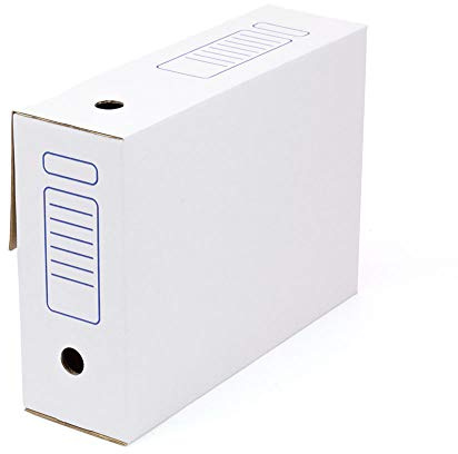 ONLY BOXES, Förpackning med 10 arkivlådor, automatisk montering, 36 x 10,3 x 27,1 cm, foliostorlek, rygg 103 mm, vit