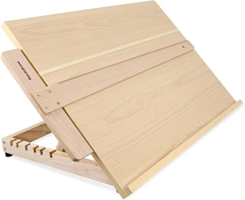 Liquidraw Tablero de dibujo A2 de 25.5 x 18.5 pulgadas, arquitectónico de 60 cm, regla cuadrada en T, 6 ángulos ajustables, escritorio portátil, caballete de madera maciza