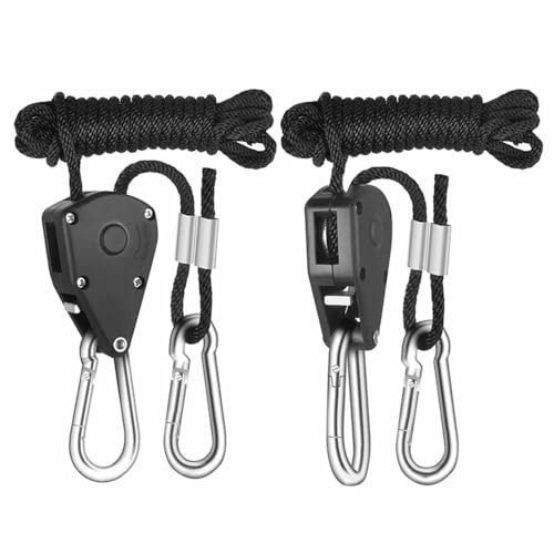 2 pezzi, corde a cricchetto da 1/8 di pollice resistenti, ganci regolabili per coltivare attrezzature, fiori, piante, capacità 68 kg
