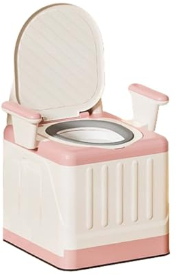 Toilette Portable Pot De Chambre Adulte avec Couvercle Pot De Chambre Toilette Camping WC Toilette Seche Seau Hygiénique Voiture Pliable Camion Pliable Tapis Antidérapants (Pink,40x40x37cm)