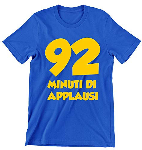 Incidiamo T-Shirt Uomo Film Cult Ugo 92 Minuti di applausi - Film Cult Italiani - Maglietta Manica Corta Blu Taglia S