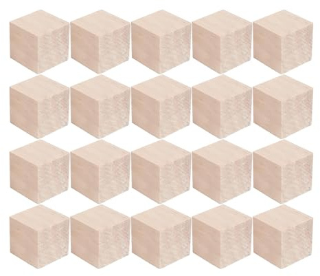 Holz Würfel,Kleine Holzwürfel Blanko von,Bastelmaterial Holz Spielsteine und Würfel zum Basteln, DIY Stempel, Puzzle & Nummern-Holzklötze Bausteine (5CM 20Pack)