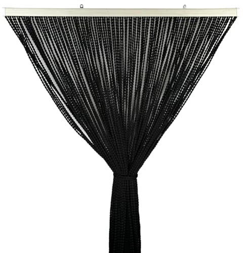 Tata Home Tenda Antimosche Catenelle Perline di Stoffa Morbide per Porta Finestra Moschiera a Pannello Susy 100x220 cm Colore Nero