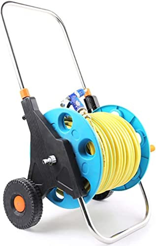 CFDZCP schlauchtrommel Gartenschlauchwagen Mit 2 Rädern Und Schlauch, Seilschlauch-Aufbewahrungsständer, Wasserschlauchhalter for Gärten, Rasenflächen, Gehwege Und Hinterhöfe(with 30m Hose)