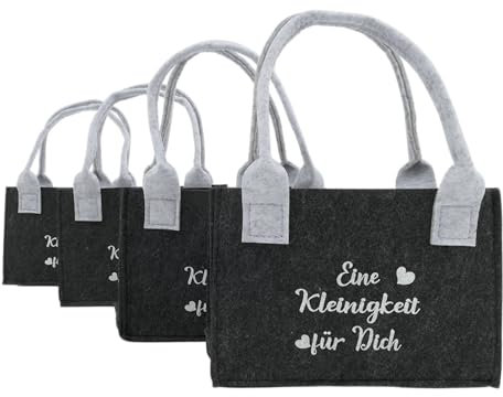 CB Home & Style 4er Set Geschenktasche Filz 19x13x8cm Gastgeschenk Geburtstag Weihnachten Jubiläum (Dunkelgrau)