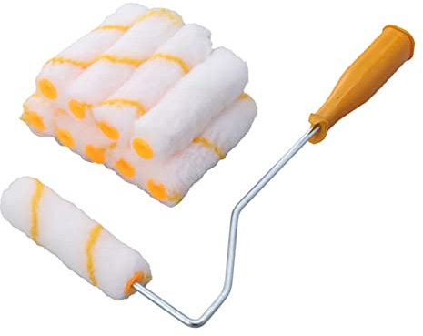 ANDRESLAD 4 Inch Wall Paint Roller Brush Set 21pcs Fiber Rollers Thumb Handle for DIY Home and Office Wall Painting