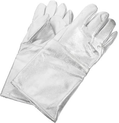 iplusmile 2stücke Hochtemperaturhandschuhe Hitzebeständig Feuerfeste Metallhandschuhe Mit Aluminiumfolienschicht Sicherheitshandschuhe Für Ofen Und Schweißen Ofenhandschuhe Aus Metallischem