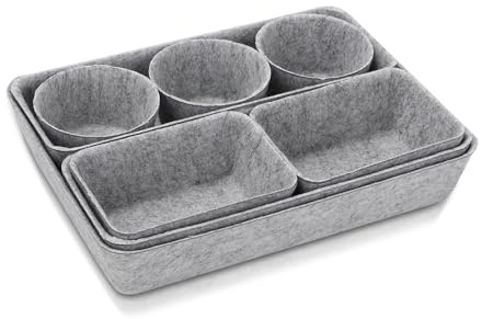 mumisuto 8 Stück Schubladen Organizer Filz, Stapelbare Organizer Schublade, Minimalistisch Drawer Organizer für Schreibtisch, Schminktisch, Nachttisch, Schrank (Hellgrau)