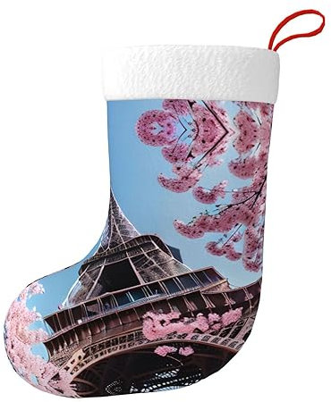 WYCZHY Ölgemälde Paris Eiffelturm, 1 Stück, 45 cm, einzigartige hängende Weihnachtsstrümpfe, Dekorationen für Weihnachtszeit, Dekorationen und Geschenk