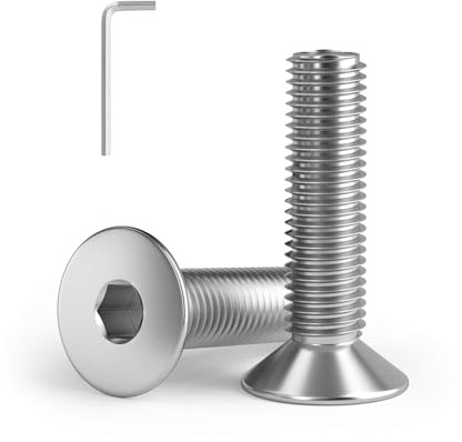 1/4-20 x 3''(10 Pack) Flat Head Hex Socket Cap Screws Countersunk Bolts, Allen Socket Drive, 304 Stainless Steel 18-8, Fully Machine Thread, Bright Finish (with hex Spanner)