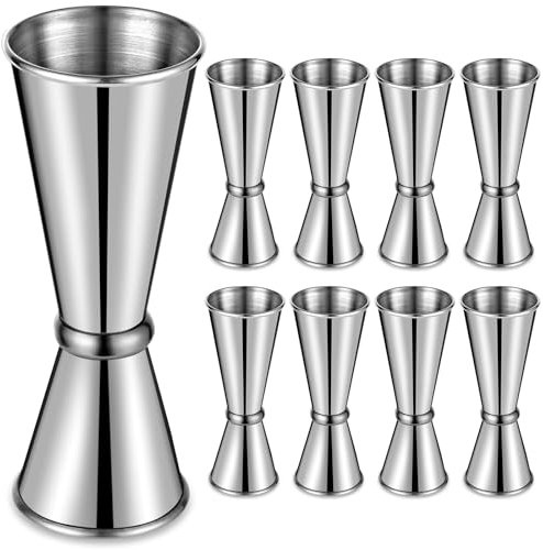 8 Pcs Jigger for Bartending, Double Cocktail Japanese Bar Jiggers 2 oz 1 oz, 304 Stainless Steel Shot Glass Measuring Cup Bulk for Home Drink Bartender Tool - Sliver