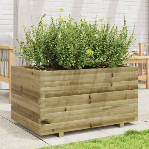 Fioriera da Giardino 90x60x49,5 cm in Legno di Pino Impregnato Vasi Per Piante Da Interno Fioriera Con Spalliera Da Esterno Vasi Alti Da Esterno Fioriere Da Esterno Grandi per Giardino Patio Terrazza