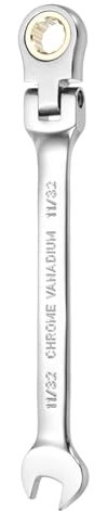 sourcing map Flex Head Ratchet Wrench Spanner 11/32 SAE Ratcheting Combination Wrench 72-Teeth Chrome Vanadium Steel Ratchet Gear Spanner with 12 Point Box End for Auto Repairs Home Projects