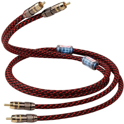 TODN Audiophile RCA to RCA Audio Cable with 4-Core-OFC Shielded RCA Stereo Cables for HiFi Home Theater (1.64ft/0.5m, 1 Pair)