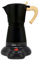 JOCCA, Cafetera Italiana Eléctrica de Aluminio, 6 Tazas, Cafetera Portátil y Manual con Mango de Madera, Negra, Máquina de Café Estilo Moka