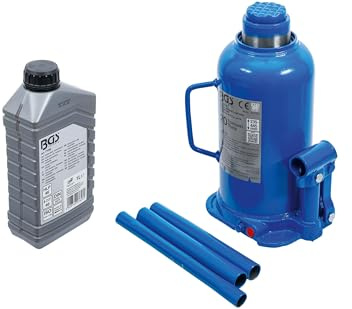 Bundle aus BGS 71036 | Hydrauliköl | mineralisch | HLP 46 | 1 l + BGS 9888 | Hydraulischer Flaschen-Wagenheber | 20 t | Stempelwagenheber/Kompakt-Wagenheber, blau