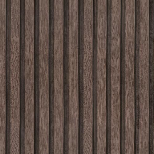 wishFIRE Wood Slat Wallpaper Natural Wood Effect Peel and Stick Wallpaper 44cm x 305cm Light Tan Vintage Self Adhesive Removable Panel Wall Paper Roll for Living Room Bedroom