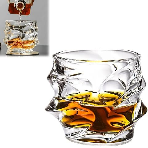 Bicchieri da whisky in vetro, bicchieri da whisky in cristallo giapponese, bicchieri da cognac unici, set di bicchieri da vino unici, set da whisky in vetro Old Fashioned, idee regalo per uomo(2 pcs)