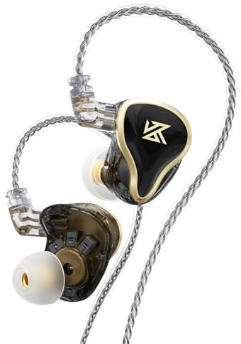 KZA COUSTICS KZ ZAS In Ear Monitor,1DD +7BA Hybrid-Treiber IEM Kopfhörer, HiFi IEM Kopfhörer, Gaming Ohrhörer, mit Abnehmbarem Versilbertem OFC-Kabel für Musiker Audiophile (Ohne Mikrofon, Schwarz)