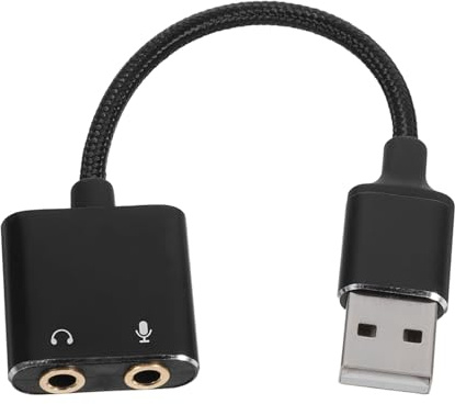 Adaptateur de Carte Son USB Externe Noir, Convertisseur Audio Deux-en-Un | Alliage D'aluminium et Pvc, Large Compatibilité Smartphone et Téléphone, Plug And Play