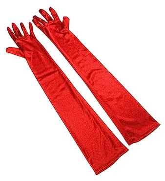 FOMIYES 1 Paar Verlängerte Kleiderhandschuhe Abendhandschuhe Party Abendkleidhandschuhe Lange Handschuhe Satinhandschuhe Ellenbogenhandschuhe Rot