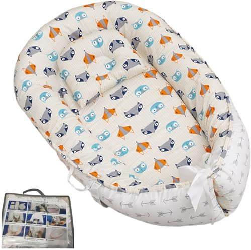 iuscacey Babyliege - Babywiege für Neugeborene - Beistellbett für Kleinkinder - Abnehmbarer und waschbarer Bezug - Anti-Roll-Schutz, Reisebett für 0-12 Monate