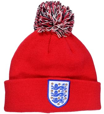 Hy-Pro Officially Licensed England Bobble Hat - for Winter with Traditional Pom-Pom Design - Fan Bobble Hat for Men and Women, Red with England Logo