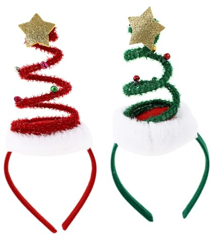 HAMPPLIES Diademas Navideñas con Diseño Giratorio para Fiesta 2 Unidades Adornos de Cabeza Tema de Navidad