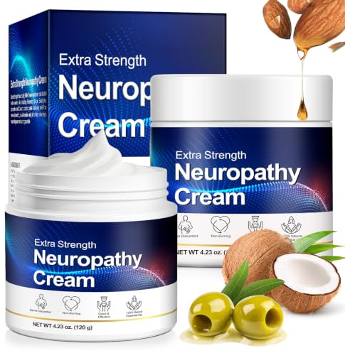 2 Pack Neuropathy Nerve Cream,Max Strength No-Mess Topical for Toes, Feet, Fingers, Hands, Legs & Arms, 4.23oz*2