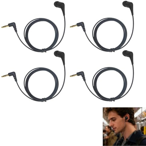 Fllyvly Auricolare Mono Singolo Lato, Auricolare In-Ear Monouso con Jack 3,5 mm, Cavo 1 m, Compatibile con iPhone, Android, MP3, per Sport e Corsa,Cuffie da presentatore della guida turistica (4PCS)