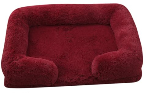 Hixingo Klassiker Hundebett Grosse Hunde, rutschfest MittelgroBe Katzenbett, Hundekissen Waschbar, Flauschige Hundematte, Weiche Polsterung, für Balkon Wohnzimmer Reisen (Rot,L)