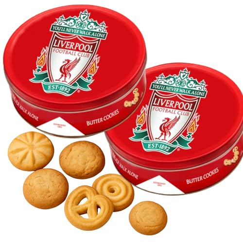2x Liverpool Butter Cookies Biscuit Tins - Liverpool FC Gifts, liverpool gifts for men, Fathers day, birthday, football gifts for boys 2x 340g (680g)
