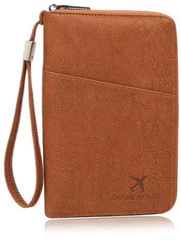 Vxcvzv RFID Reisepasshülle Organizer für 4 Pässe hochwertige PU Leder Reisedokumententasche sichere Aufbewahrung ideal für Familienreisen Dokumente Kreditkarten (1, Braun, 20.2 * 12.7CM)