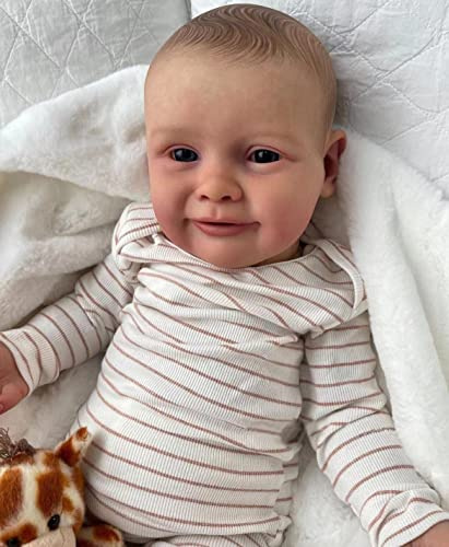 Zero pam Lebensecht Reborn Baby Junge, 24 Zoll 60 cm Lebensgroße Realistisch Lächelnde Neugeborene Babypuppe, Lebensecht Babypuppe Weichkörper, Silikon Reborn Toddler Puppe Ab 3 Jahre