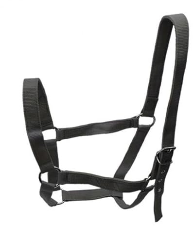 Sharplace Horse Halter,Chin and Throat Snap Halter,Portable Adjustable Horse Rope,Wear Resistant for Racecourse,Farm,Pasture Grassland, black