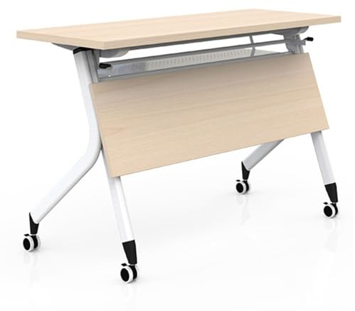 Tavolo da conferenza mobile pieghevole con rotelle, grande, rettangolare, per riunioni e seminari, per sale conferenze (140 x 60 cm)