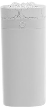 ZYNCUE Vulkan-Luftbefeuchter mit doppeltem Sprühnebel, mit LED-Nachtlicht, 600 ml, große Kapazität, USB-betriebener Luftbefeuchter für Schlafzimmer, Büro, Kinderzimmer, Weiß