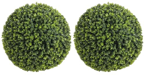HOMCOM Künstliche Eukalyptuskugeln UV-Beständig Kunstpflanze Ø52 cm | 2 Stück, Künstliche Pflanzen wie Echt, Dekopflanzen für Wohnzimmer Schlafzimmer Büro Garten, Deko Geschenk
