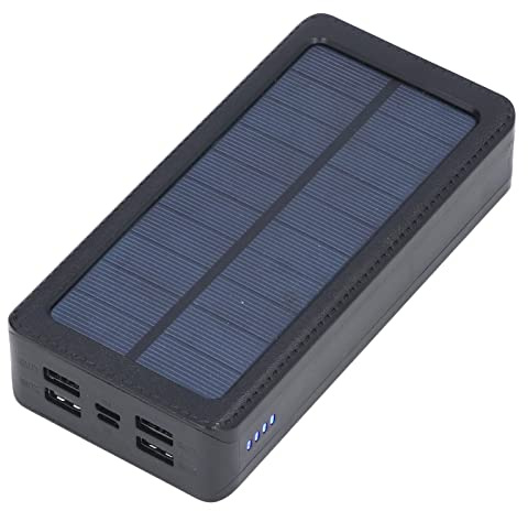 Pongnas Solar Power Bank 32LED 30000mAh con 4 Porte USB e 3 modalità Luce, Portatile per Campeggio, attività all'aperto