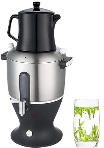 1500 W turkisk tebryggare, 5,5 liter elektrisk samovar i rostfritt stål med design med dubbla krukor, teinfuserare och varmhållningsfunktion