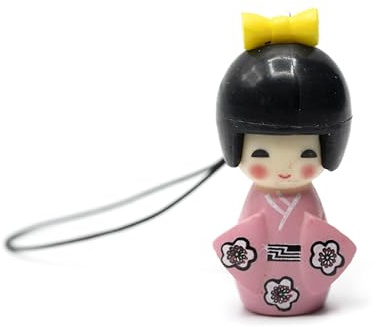 Miniblings Puppe Geisha Asien Handyanhänger Anhänger asiatisch pink KOKESHI- Handmade Modeschmuck I Anhänger Handyschmuck Schlüsselanhänger