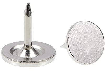 sourcing map 150 Stück Polsternägel, flacher Kopf 9,5mm x 10mm Möbelnägel，Reißnägel für Möbel, Sofa Kopfteile Pins Silber