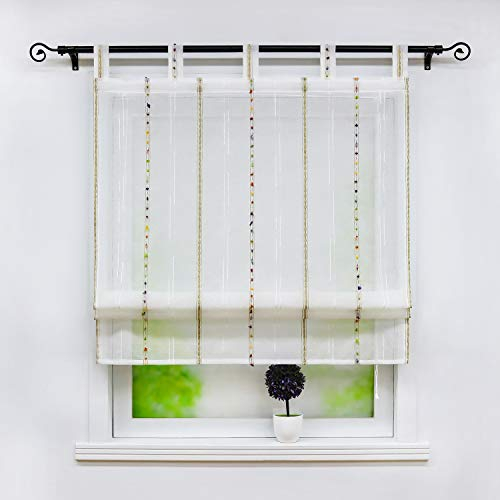 Joyswahl Leinenoptik Raffrollo transparente Raffrollos mit Jacquard-Design »Walli« Raffrollo mit Schlaufen Fenster Vorhänge BxH 100x140cm 1er Pack
