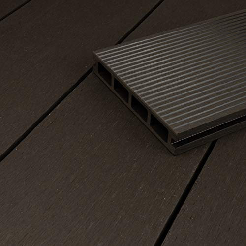 HORI WPC-Terrassendiele Kuba Hohlkammer I Terrassen-Komplettset inkl. 40x60 mm Unterkonstruktion & Clips I Wetterfest, langlebig, pflegeleicht. Fläche: 10 m² Dielenlänge:2,30 m Anthrazit