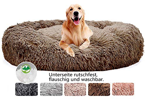 Haoye Hundebett Flauschig, Hundekissen Rund Haustierbett Donut Katzenbett Waschbar, kuschelbett Hund für Katzen Hunde (Ø 50-120cm / 7 Größen)