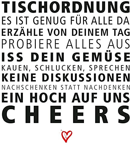 Servietten Tisch-Ordnung Tisch-Regeln schwarz weiß 20 Stück-Packung, 33 x 33 cm, 3-lagig, FSC