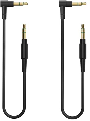 GEEKRIA VR Short Audio Cable Compatible with Oculus Quest 2, HTC Virtual Reality Headset, 3.5mm to 3.5mm Male to Male, TRS Replacement Cable for Headphones (2 Pack / 1ft)