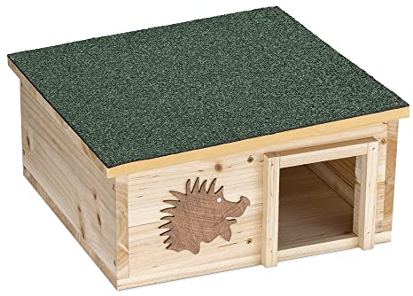 Navaris Casa per Ricci - Casetta in Legno Abete per Erinaceidi e Piccoli Roditori 40x40x19cm - Tana per Letargo Invernale Riccio con Tetto Amovibile